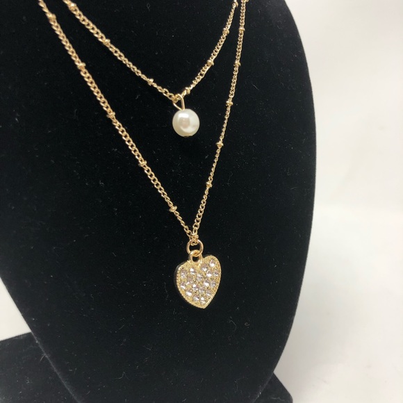 Layered Pave Heart Pendant Necklace - Picture 5 of 8